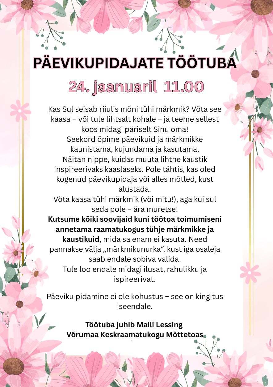Päevikupidajate töötuba. Töötuba juhib Maili Lessing
